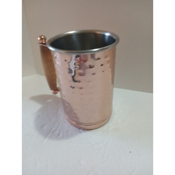 Vintage Mug-Hammered Copper- Wood Handle -5'inch-Stainless Steel Interior - Picture 15 of 16